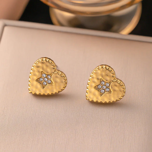 1 Pair IG Style Sweet Simple Style Heart Shape Hollow Out Inlay Titanium Steel Zircon Ear Studs