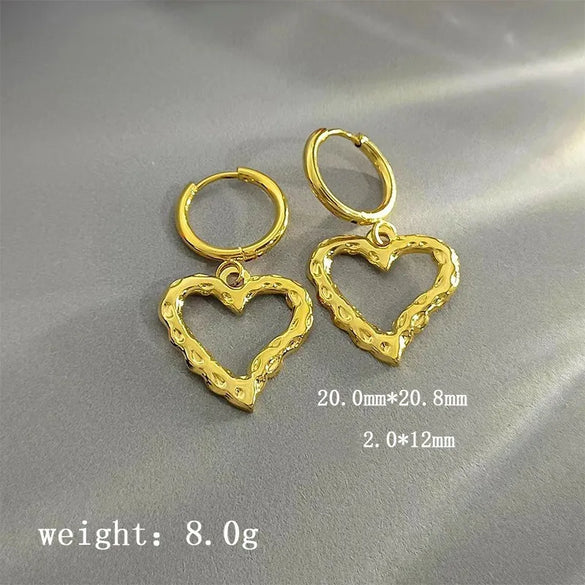 1 Pair IG Style Sweet Simple Style Heart Shape Hollow Out Inlay Titanium Steel Zircon Ear Studs