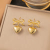 1 Pair IG Style Sweet Simple Style Heart Shape Hollow Out Inlay Titanium Steel Zircon Ear Studs