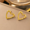 1 Pair IG Style Sweet Simple Style Heart Shape Hollow Out Inlay Titanium Steel Zircon Ear Studs