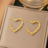 1 Pair IG Style Sweet Simple Style Heart Shape Hollow Out Inlay Titanium Steel Zircon Ear Studs