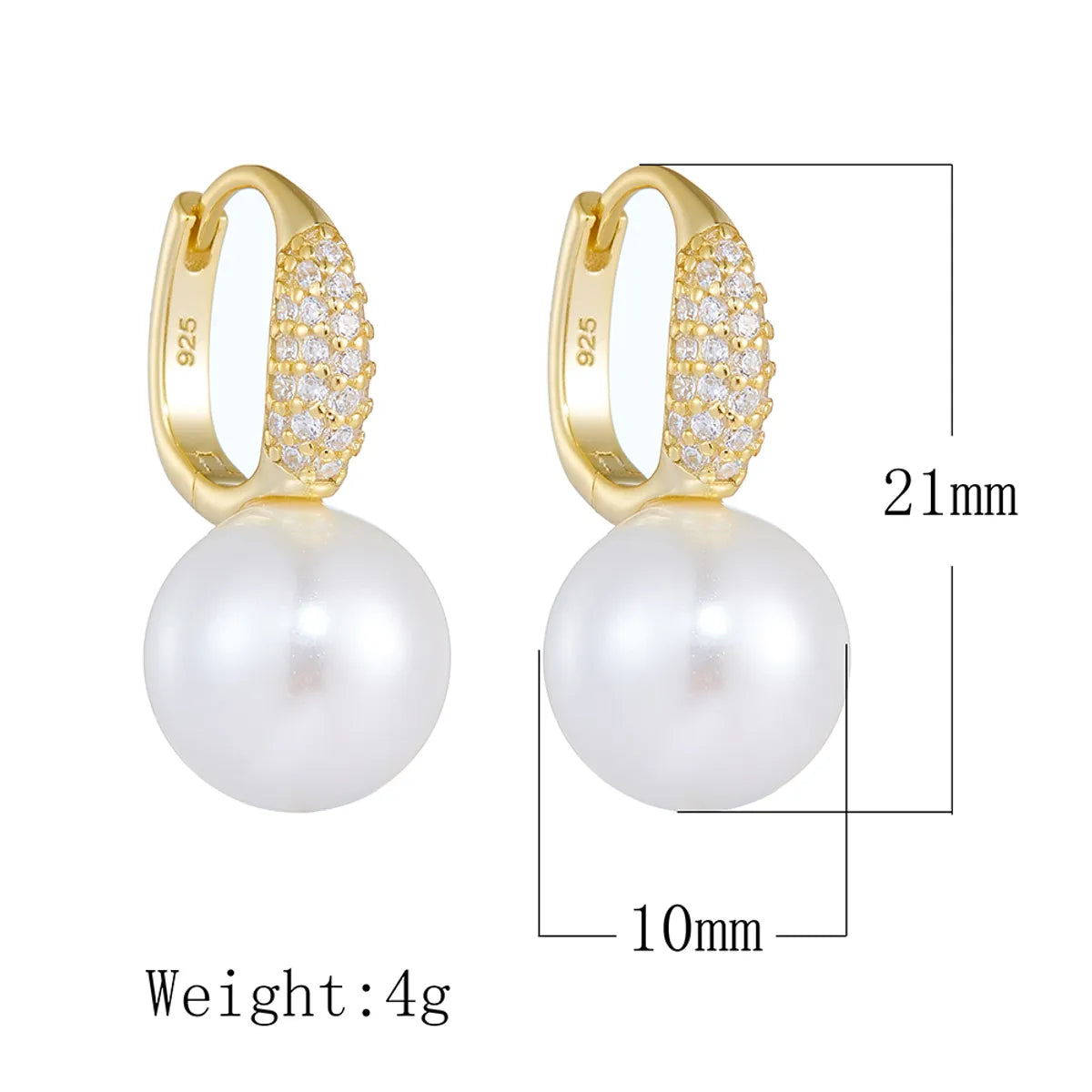 1 Pair Ig Style Sweet Solid Color Plating Inlay Sterling Silver Pearl Zircon 14k Gold Plated Rhodium Plated Drop Earrings