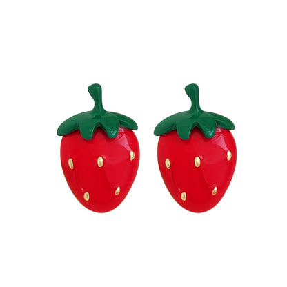 1 Pair IG Style Sweet Strawberry Enamel Plating Alloy Ear Studs