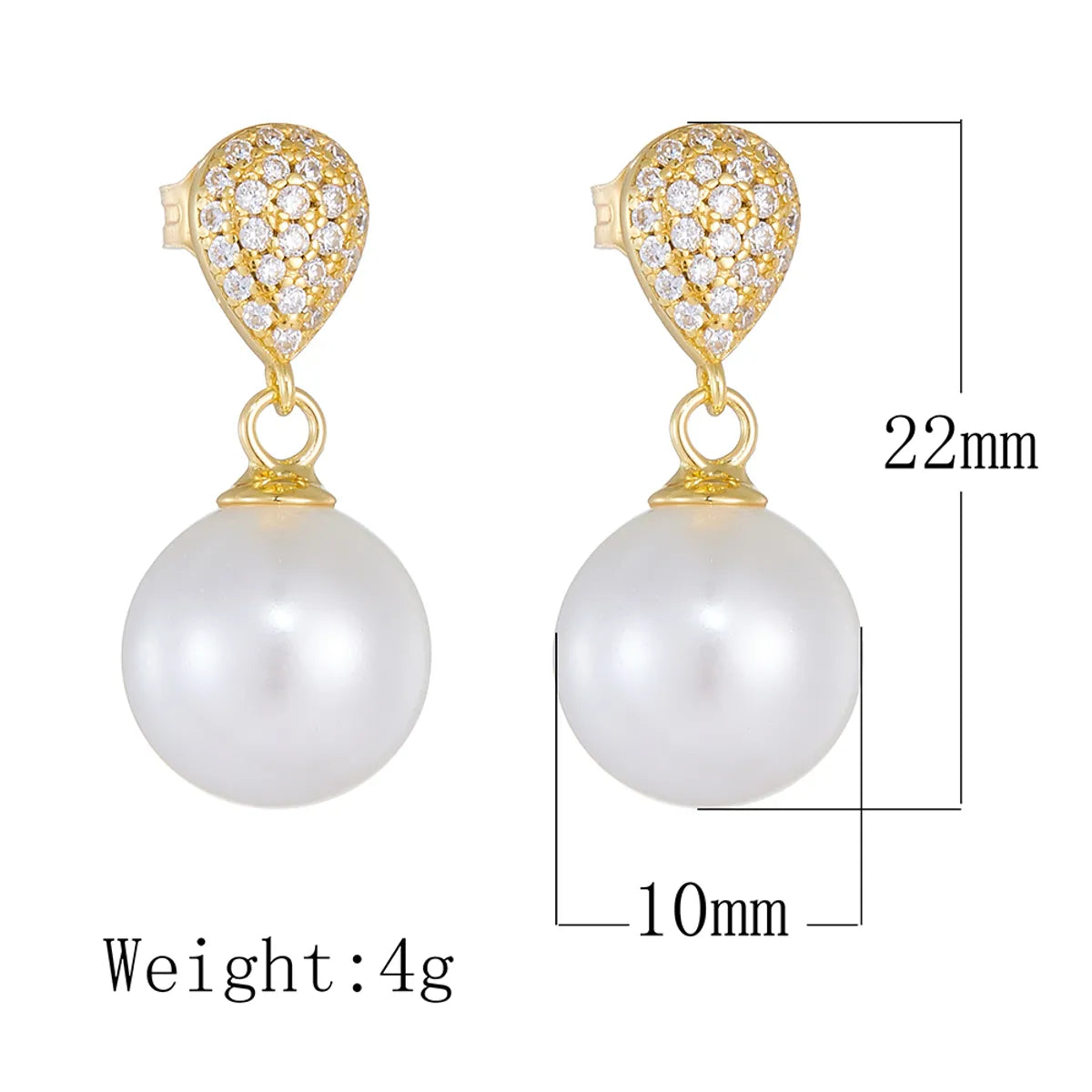 1 Pair Ig Style Sweet Water Droplets Solid Color Plating Inlay Sterling Silver Pearl Zircon 14k Gold Plated Rhodium Plated Drop Earrings