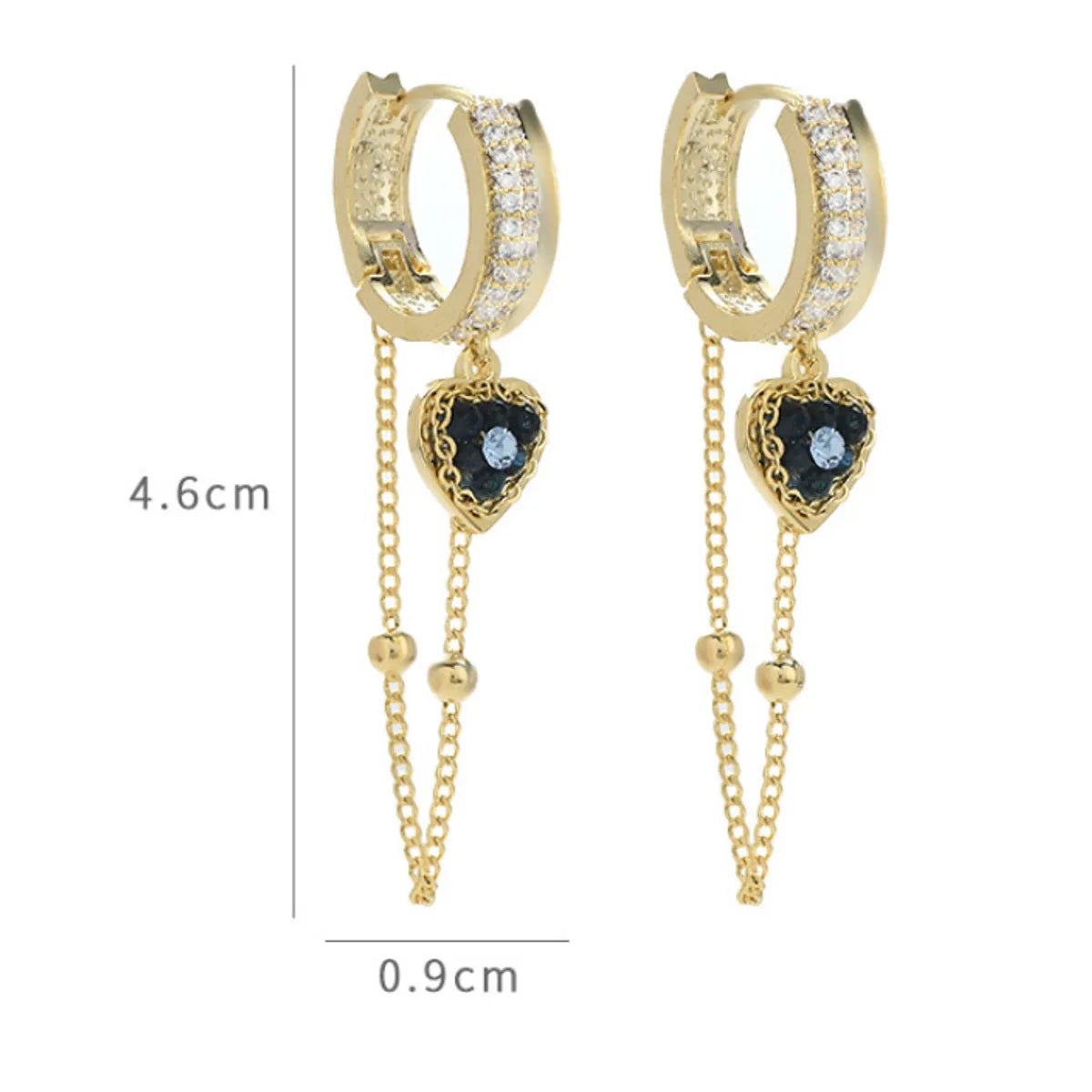 1 Pair IG Style Tassel Heart Shape Plating Copper Drop Earrings