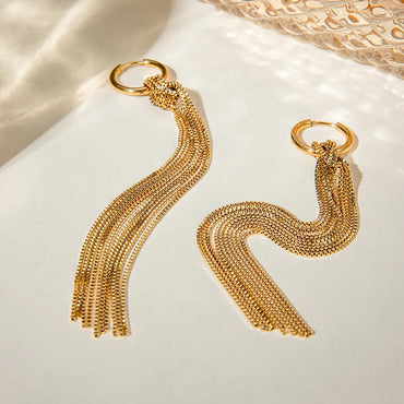 1 Pair IG Style Tassel Solid Color 304 Stainless Steel 18K Gold Plated Drop Earrings