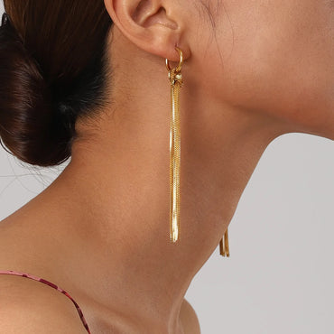 1 Pair IG Style Tassel Solid Color 304 Stainless Steel 18K Gold Plated Drop Earrings