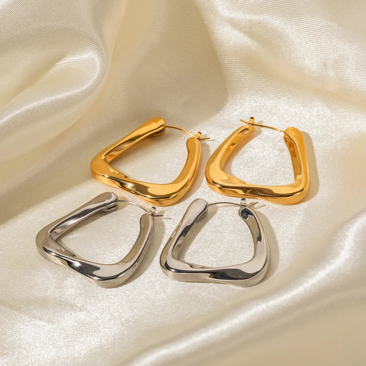 1 Pair IG Style Trapezoid Plating 316 Stainless Steel  Hoop Earrings