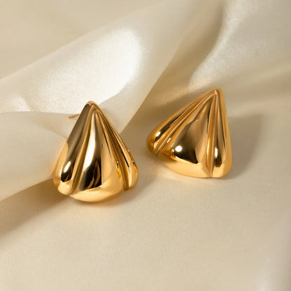 1 Pair IG Style Triangle Polishing Stainless Steel 18K Gold Plated Ear Studs