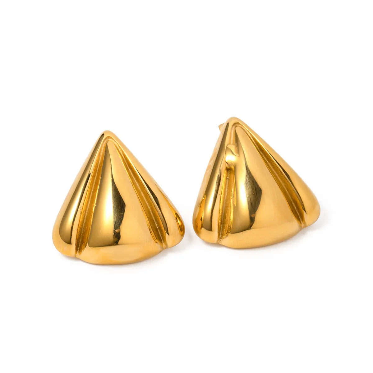 1 Pair IG Style Triangle Polishing Stainless Steel 18K Gold Plated Ear Studs