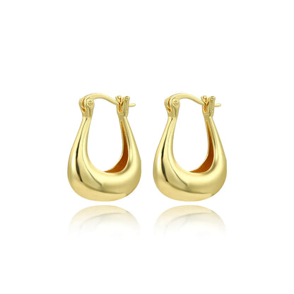 1 Pair IG Style U Shape Copper 18K Gold Plated Earrings