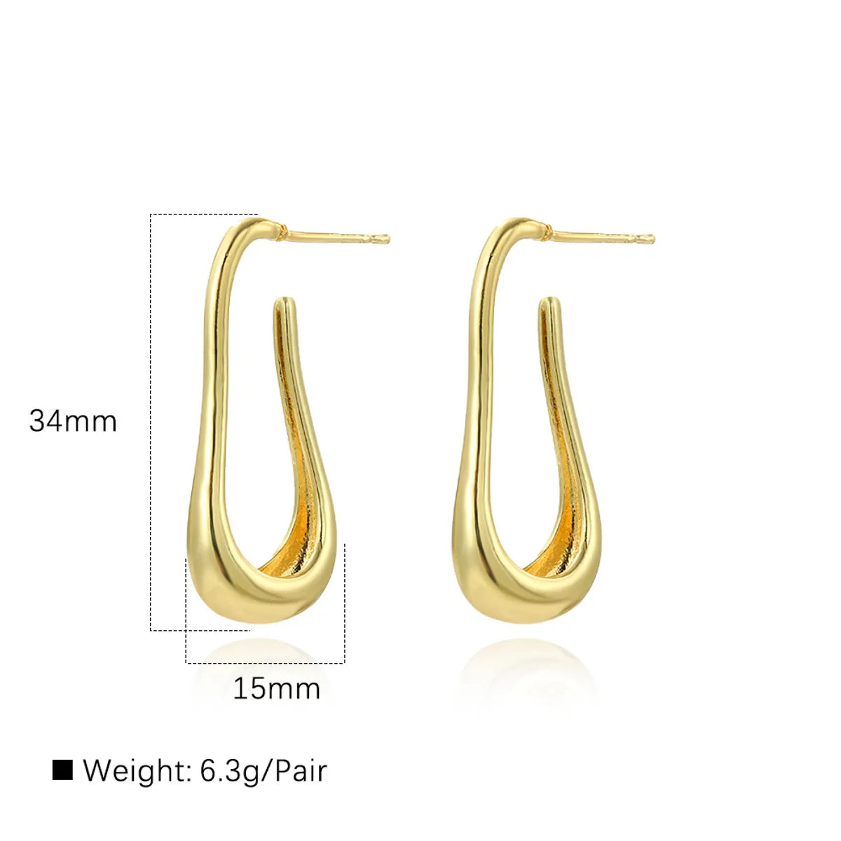 1 Pair IG Style U Shape Copper 18K Gold Plated Earrings