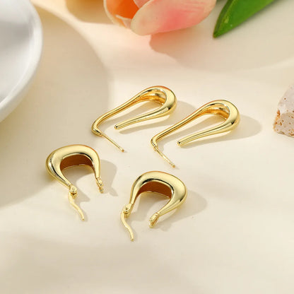 1 Pair IG Style U Shape Copper 18K Gold Plated Earrings