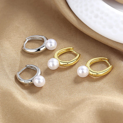 1 Pair Ig Style U Shape Imitation Pearl Copper Earrings