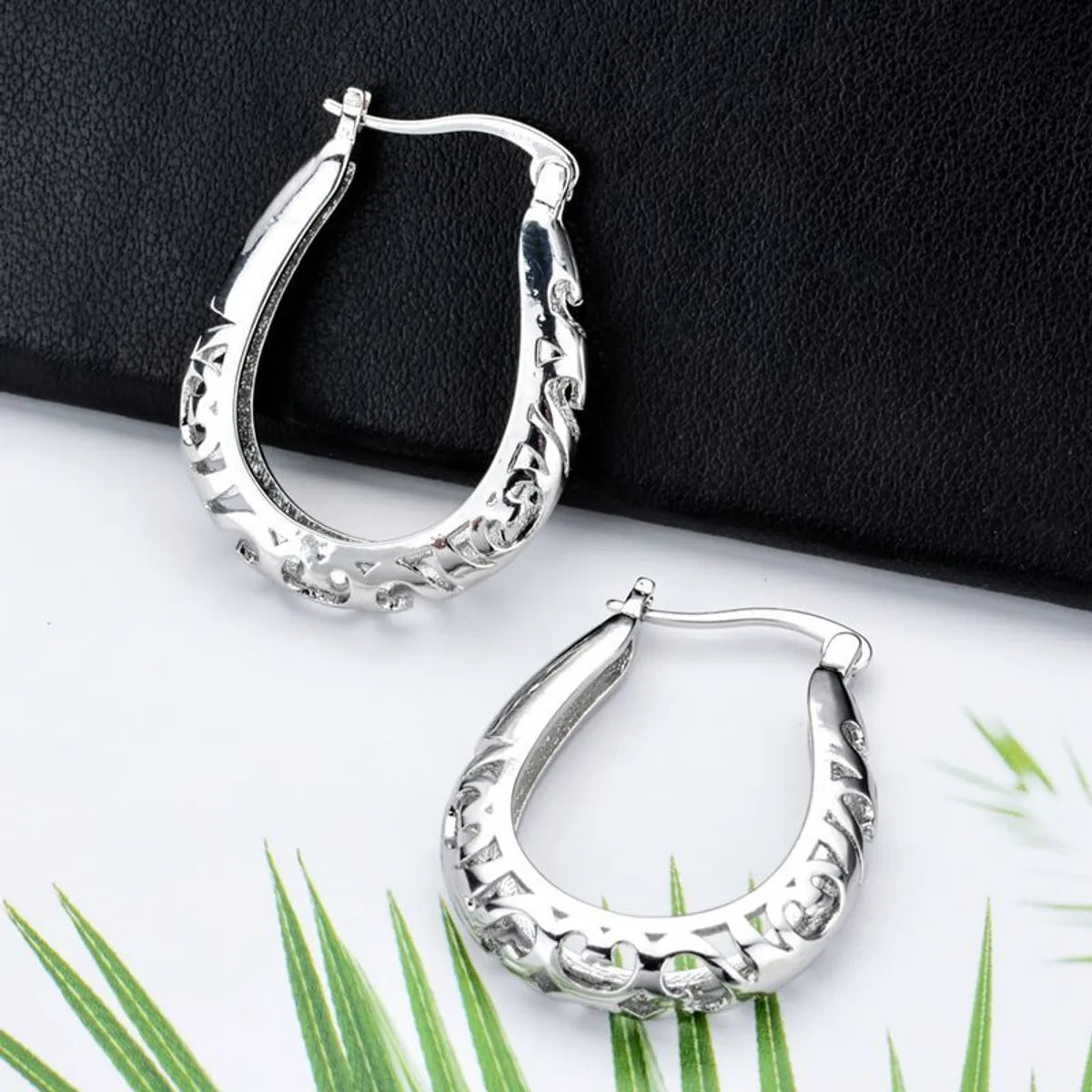 1 Pair Ig Style U Shape Plating Copper White Gold Plated Earrings