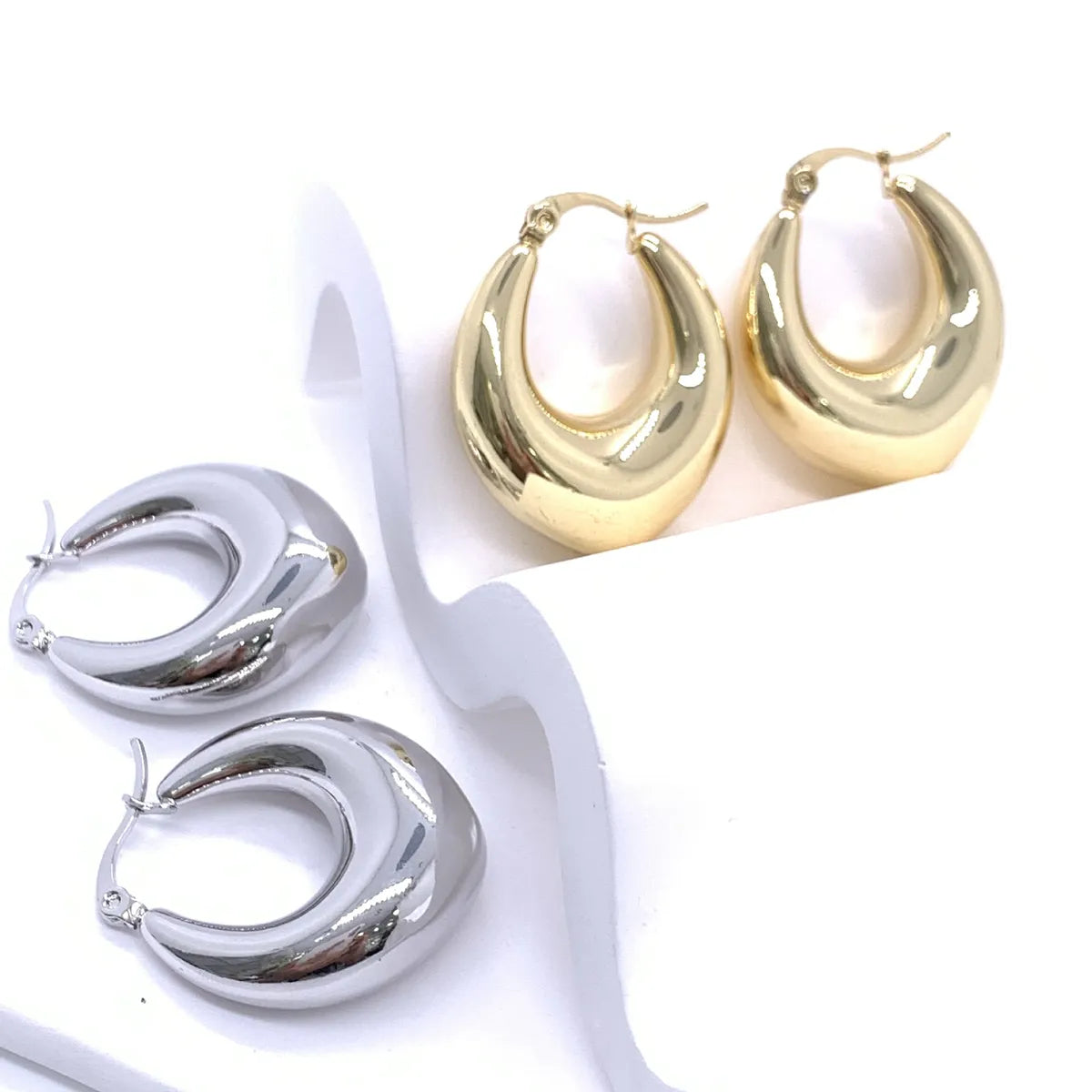 1 Pair Ig Style U Shape Plating Stainless Steel Earrings