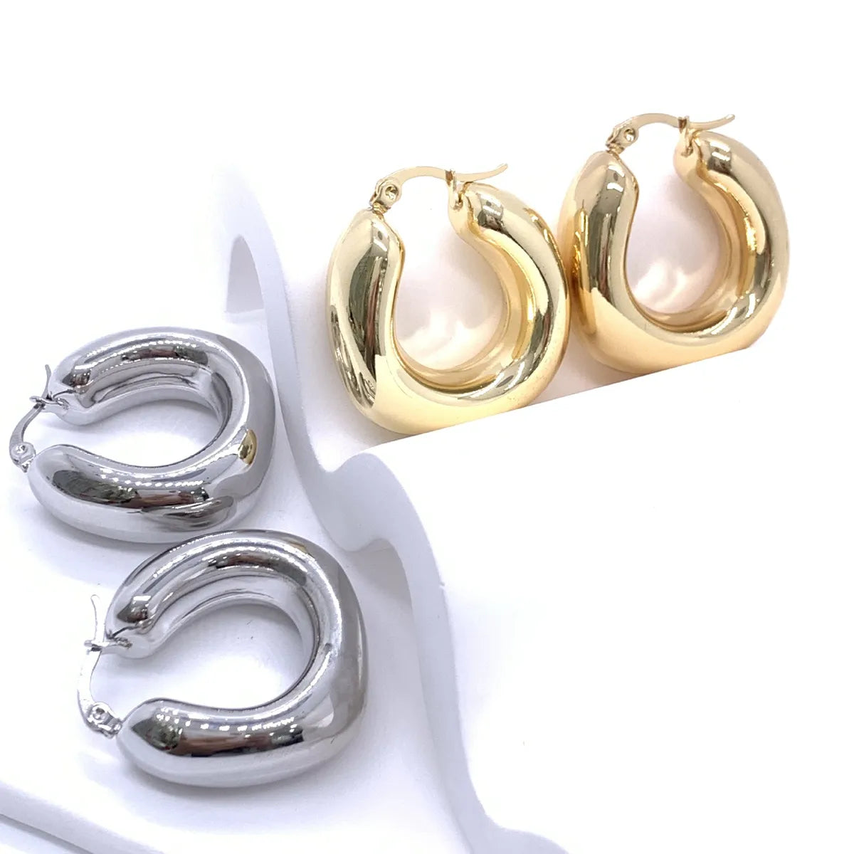 1 Pair Ig Style U Shape Plating Stainless Steel Earrings