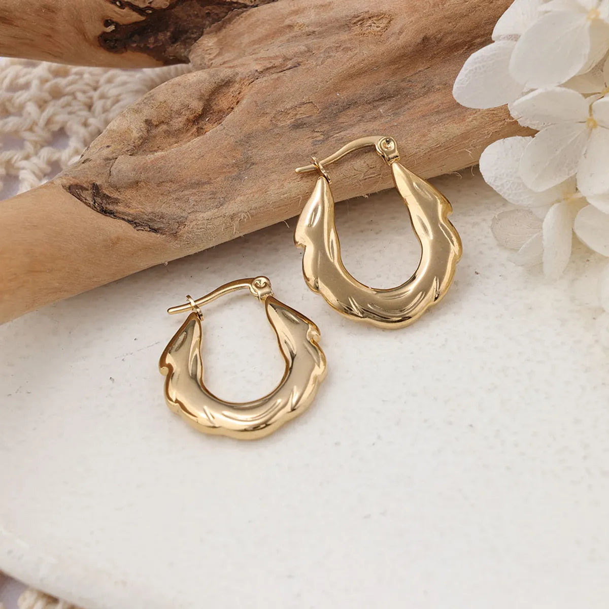 1 Pair Ig Style U Shape Plating Stainless Steel Earrings