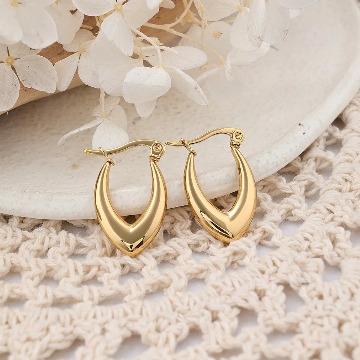 1 Pair IG Style U Shape Plating Stainless Steel Earrings