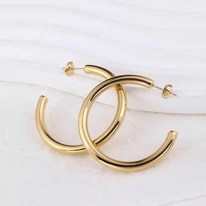 1 Pair IG Style U Shape Plating Stainless Steel Hoop Earrings Ear Studs