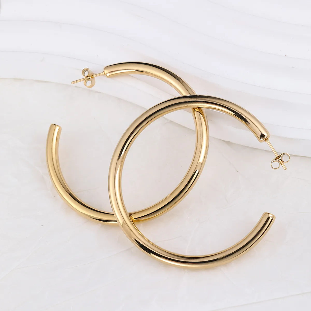 1 Pair IG Style U Shape Plating Stainless Steel Hoop Earrings Ear Studs