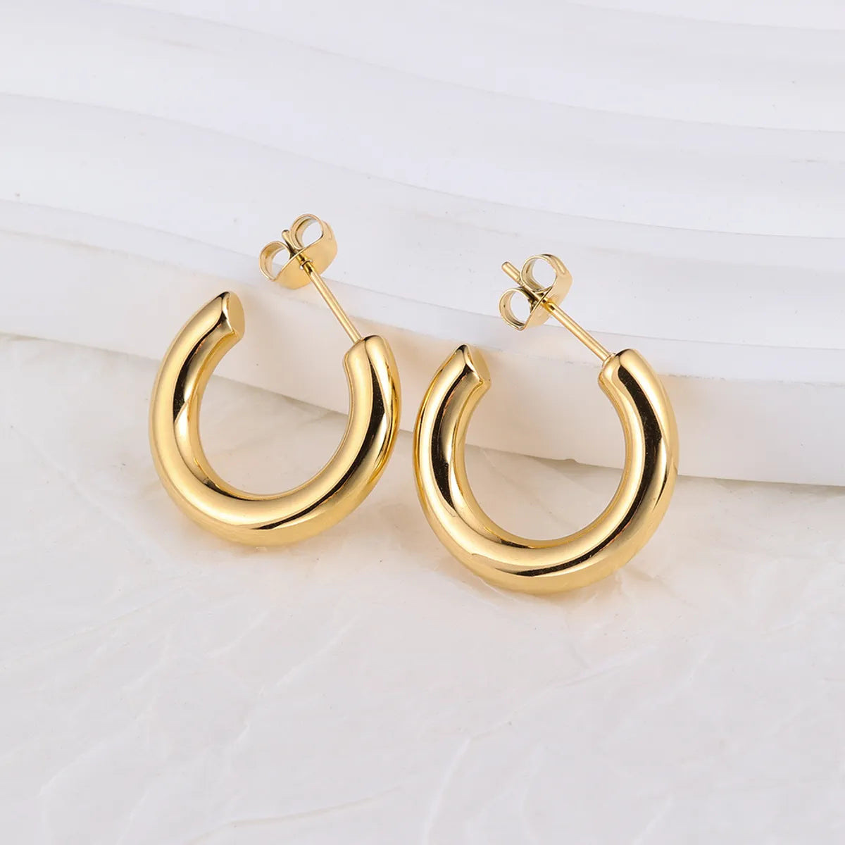 1 Pair IG Style U Shape Plating Stainless Steel Hoop Earrings Ear Studs