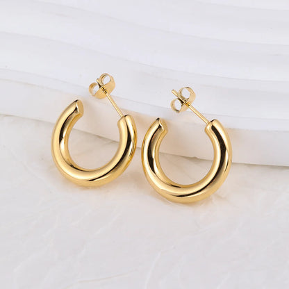 1 Pair IG Style U Shape Plating Stainless Steel Hoop Earrings Ear Studs