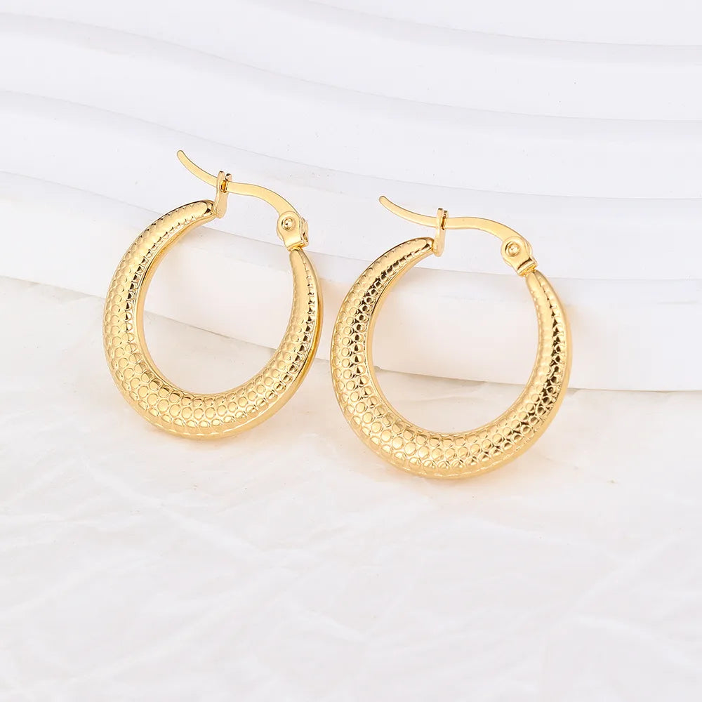 1 Pair IG Style U Shape Plating 304 Stainless Steel Hoop Earrings