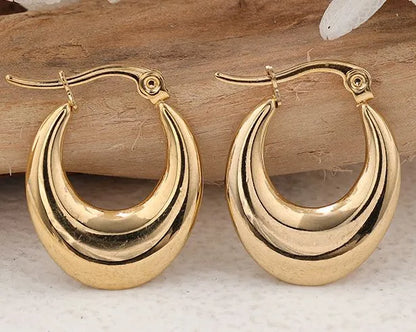 1 Pair IG Style U Shape Plating 304 Stainless Steel Hoop Earrings