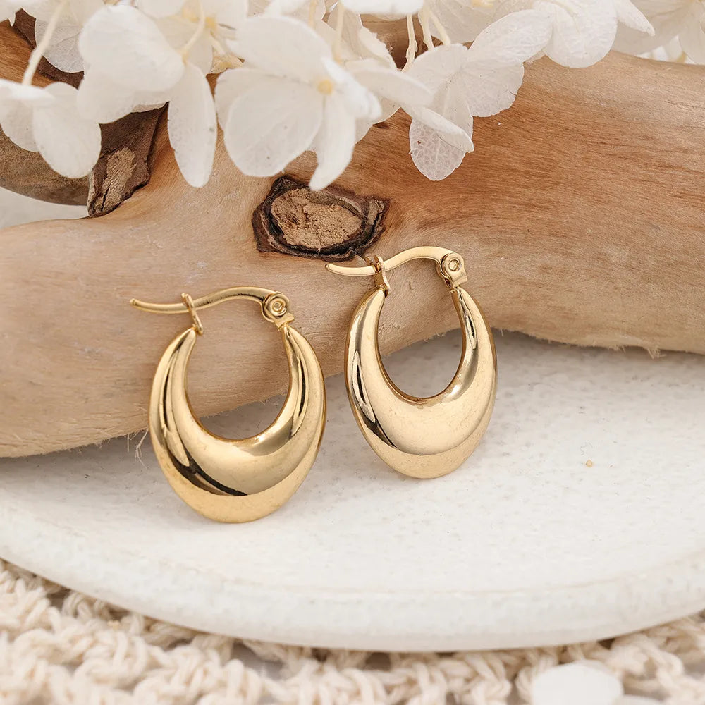 1 Pair IG Style U Shape Plating 304 Stainless Steel Hoop Earrings