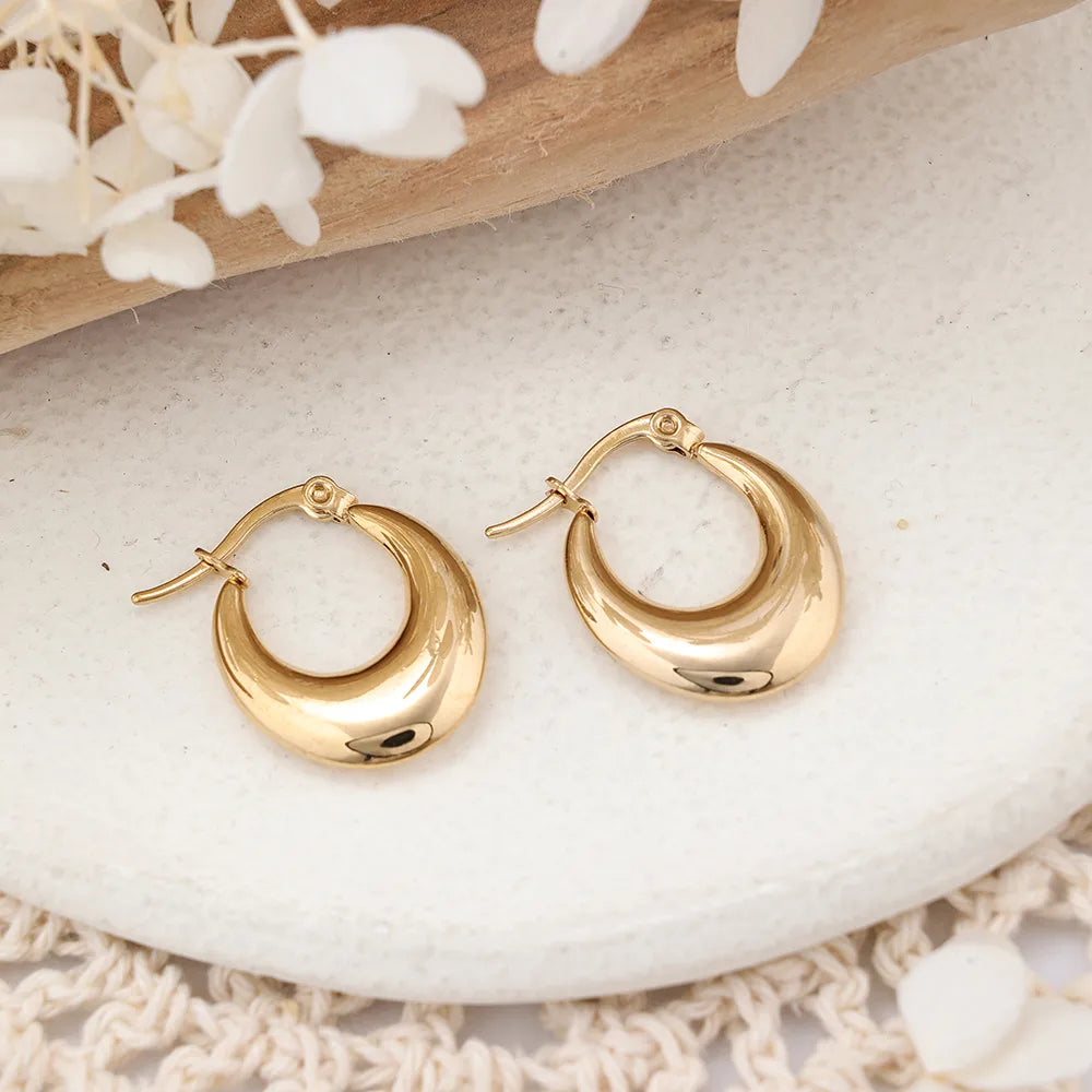 1 Pair IG Style U Shape Plating 304 Stainless Steel Hoop Earrings