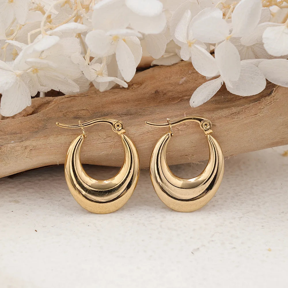 1 Pair IG Style U Shape Plating 304 Stainless Steel Hoop Earrings