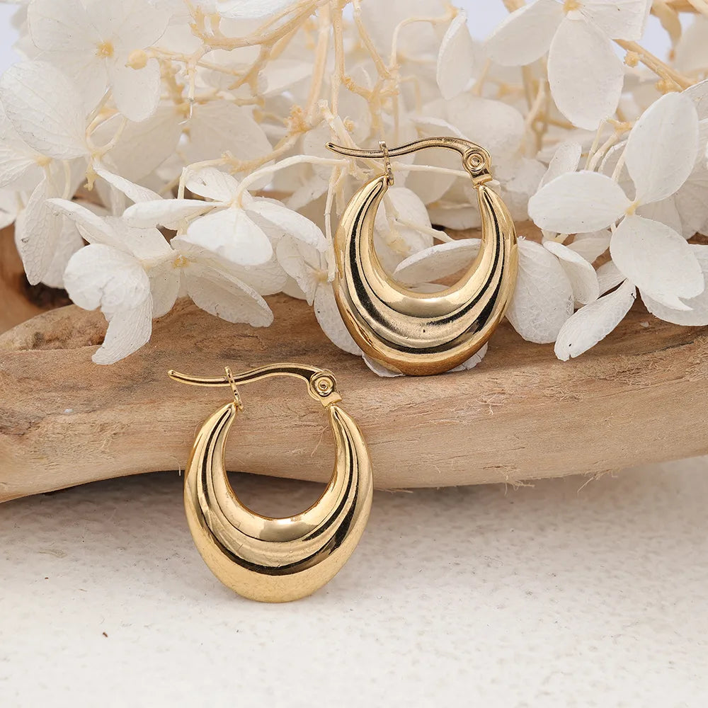 1 Pair IG Style U Shape Plating 304 Stainless Steel Hoop Earrings