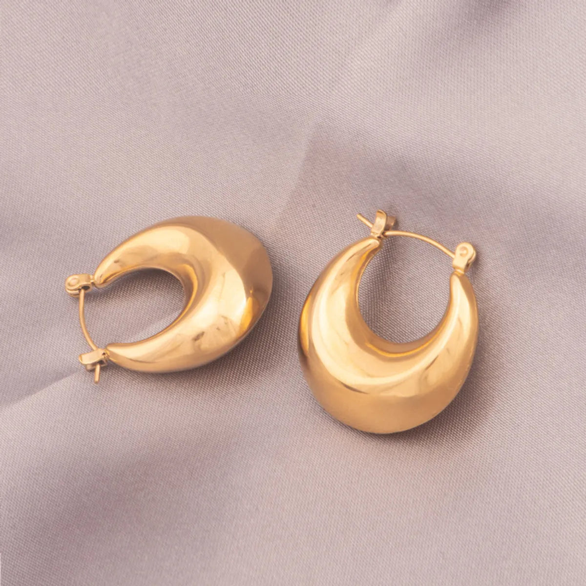 1 Pair Ig Style U Shape Plating Titanium Steel 18k Gold Plated Earrings