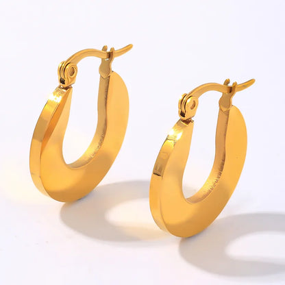 1 Pair IG Style U Shape Polishing Plating 304 Stainless Steel Earrings