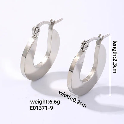 1 Pair IG Style U Shape Polishing Plating 304 Stainless Steel Earrings