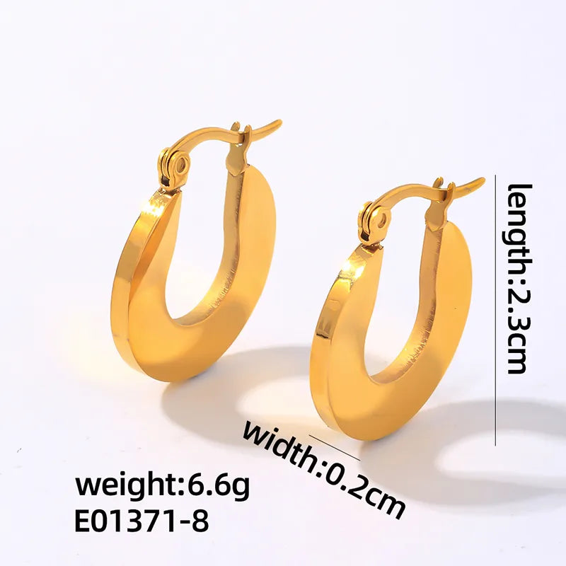 1 Pair IG Style U Shape Polishing Plating 304 Stainless Steel Earrings