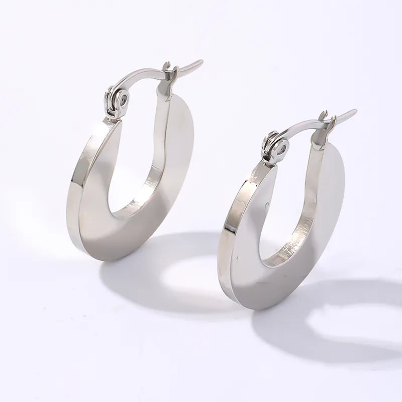 1 Pair IG Style U Shape Polishing Plating 304 Stainless Steel Earrings