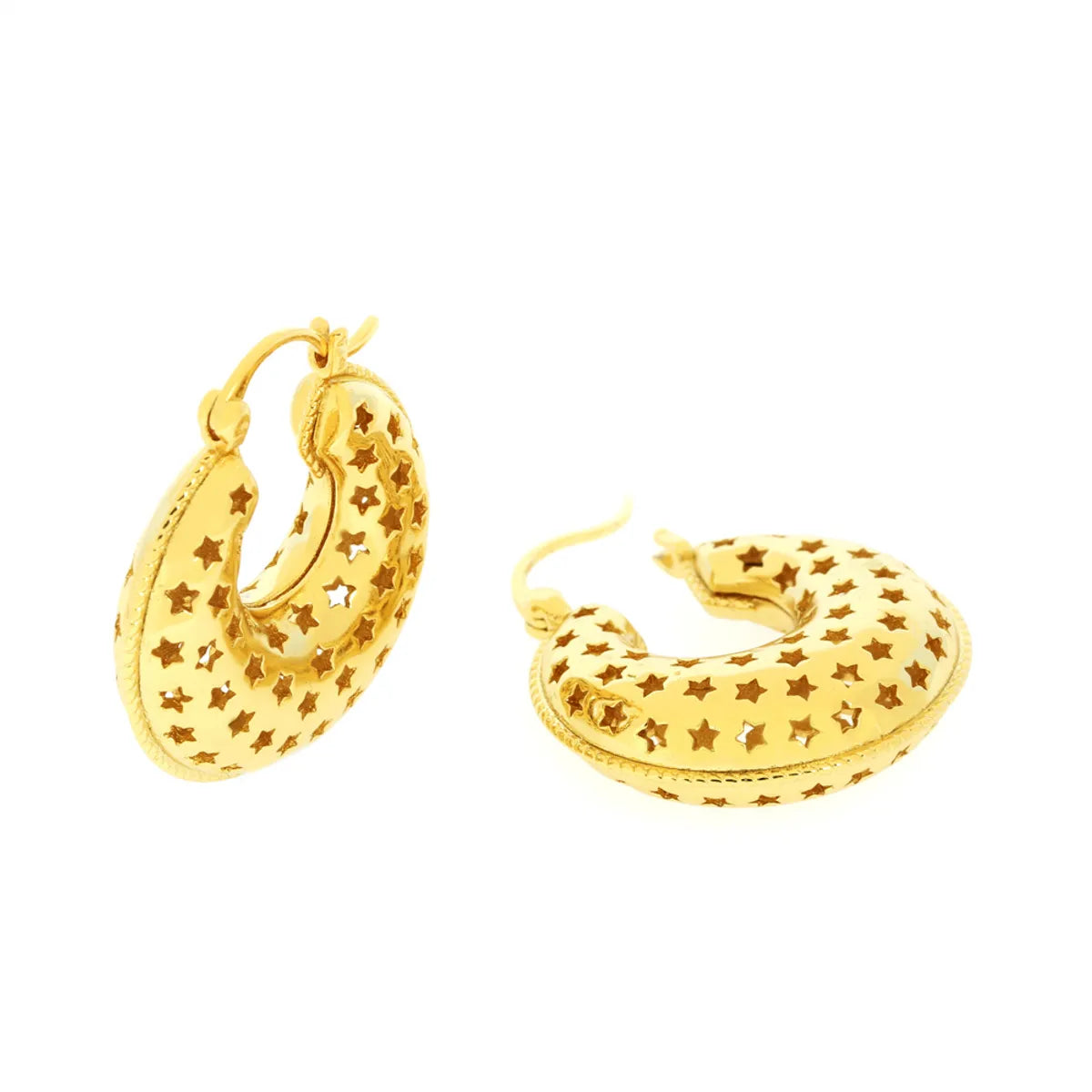 1 Pair Ig Style U Shape Star Plating Hollow Out Copper 18k Gold Plated Earrings