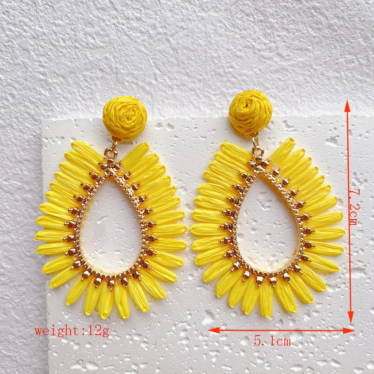 1 Pair IG Style Vacation Bohemian Water Droplets Alloy Raffia Drop Earrings