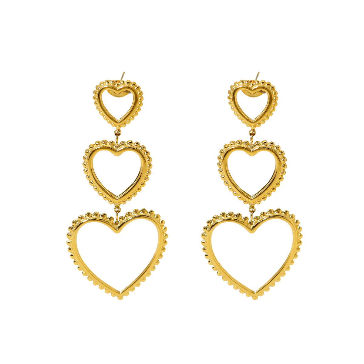 1 Pair Ig Style Vacation French Style Heart Shape Plating Hollow Out Stainless Steel Titanium Steel 18k Gold Plated Drop Earrings