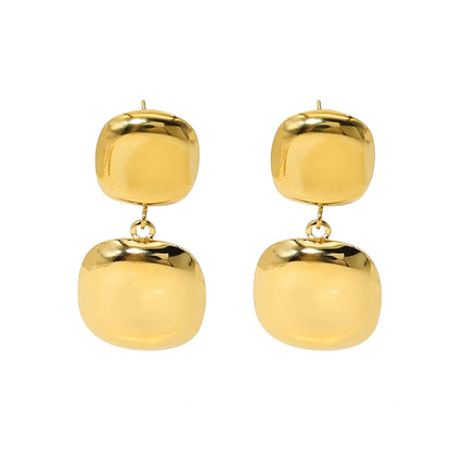 1 Pair IG Style Vacation French Style Square Plating 304 Stainless Steel 18K Gold Plated Drop Earrings