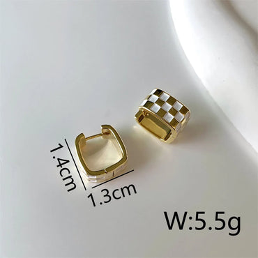 1 Pair IG Style Vacation Lattice Enamel Copper 14K Gold Plated Earrings