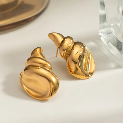 1 Pair IG Style Vacation Simple Style Conch Plating 304 Stainless Steel 18K Gold Plated Ear Studs