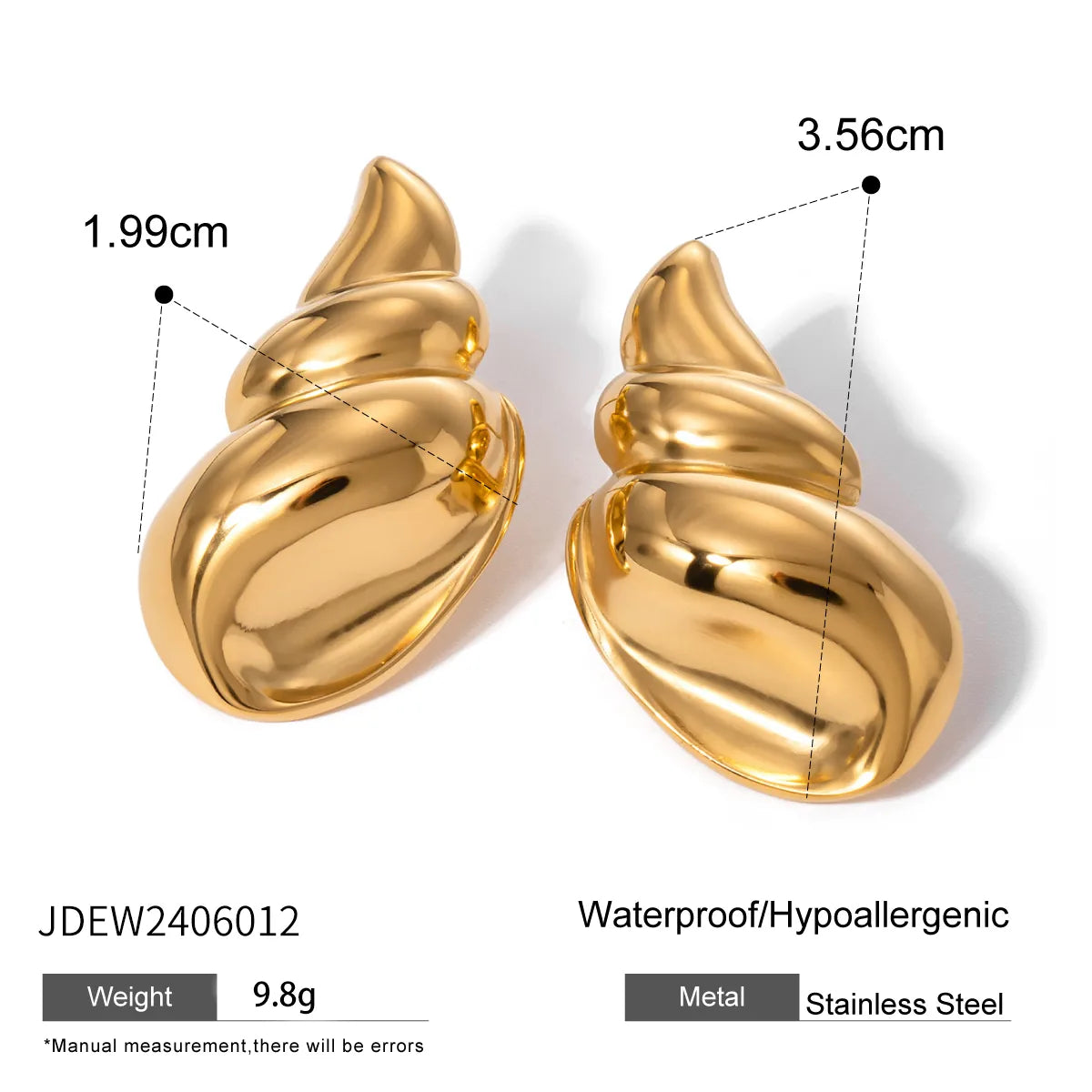 1 Pair IG Style Vacation Simple Style Conch Plating 304 Stainless Steel 18K Gold Plated Ear Studs