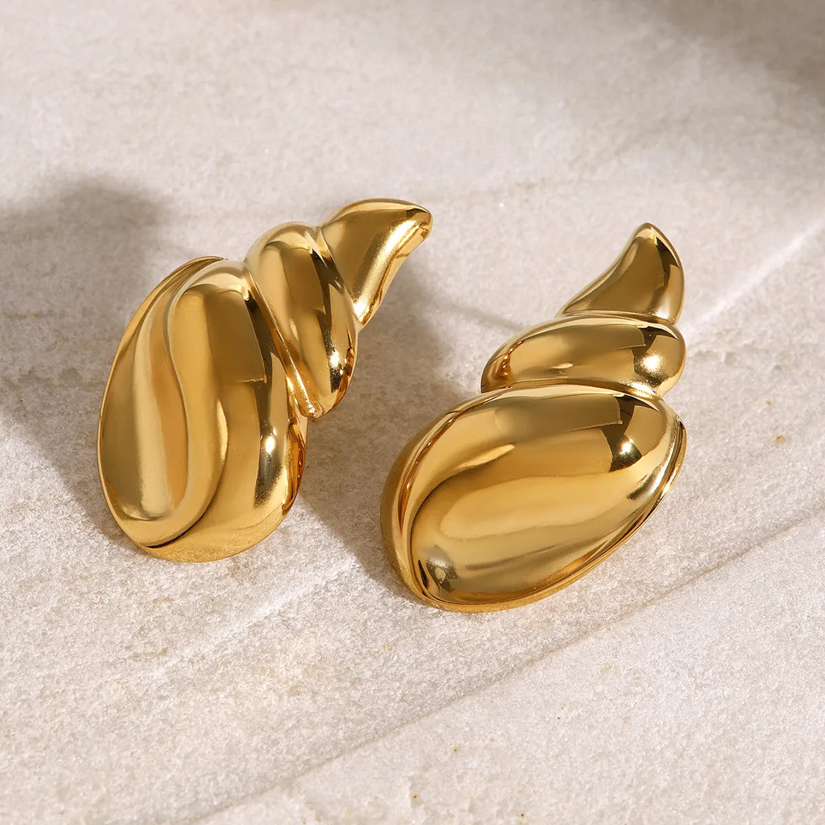 1 Pair IG Style Vacation Simple Style Conch Plating 304 Stainless Steel 18K Gold Plated Ear Studs