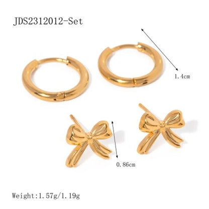 1 Pair IG Style Vacation Simple Style Tassel Bow Knot Inlay 304 Stainless Steel Rhinestones 18K Gold Plated Drop Earrings