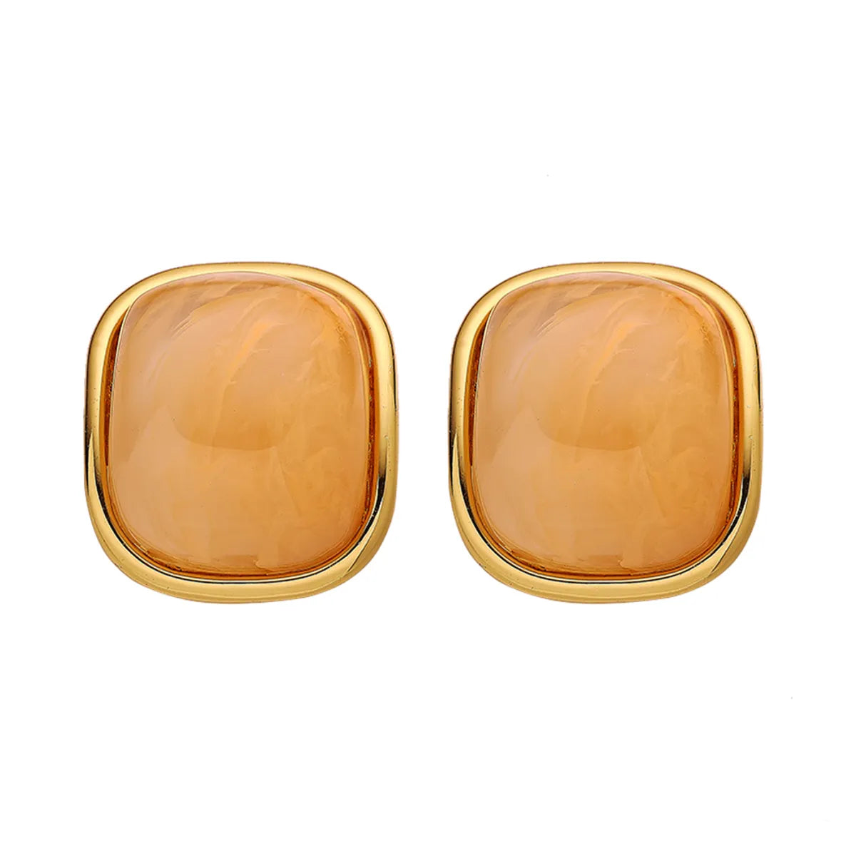 1 Pair IG Style Vacation Square Plating 304 Stainless Steel Titanium Steel 18K Gold Plated Ear Studs