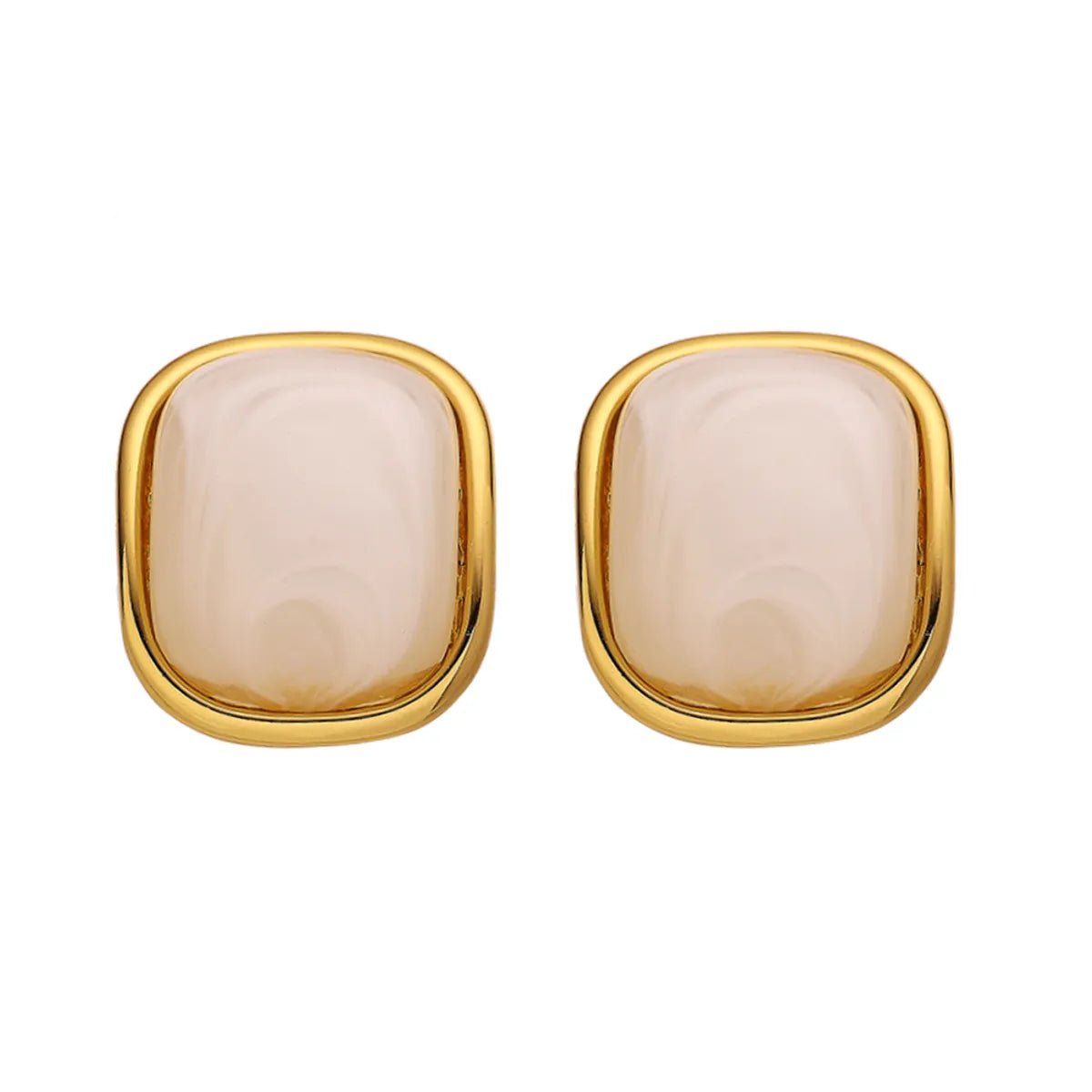 1 Pair IG Style Vacation Square Plating 304 Stainless Steel Titanium Steel 18K Gold Plated Ear Studs