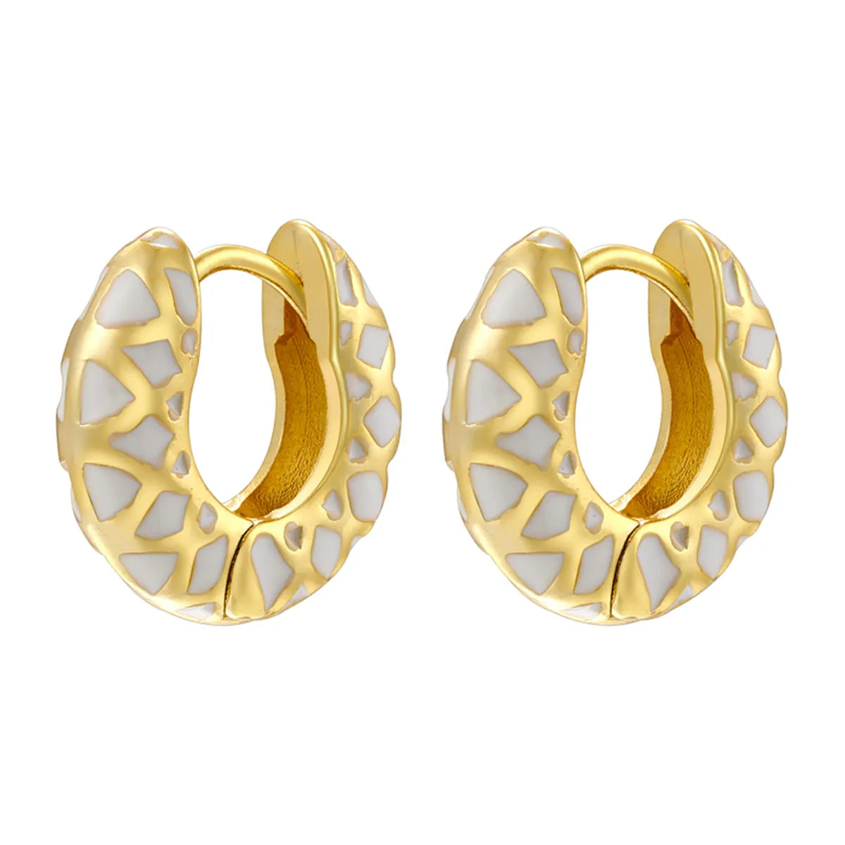 1 Pair IG Style Vacation Sweet U Shape Enamel Plating Copper 18K Gold Plated Hoop Earrings